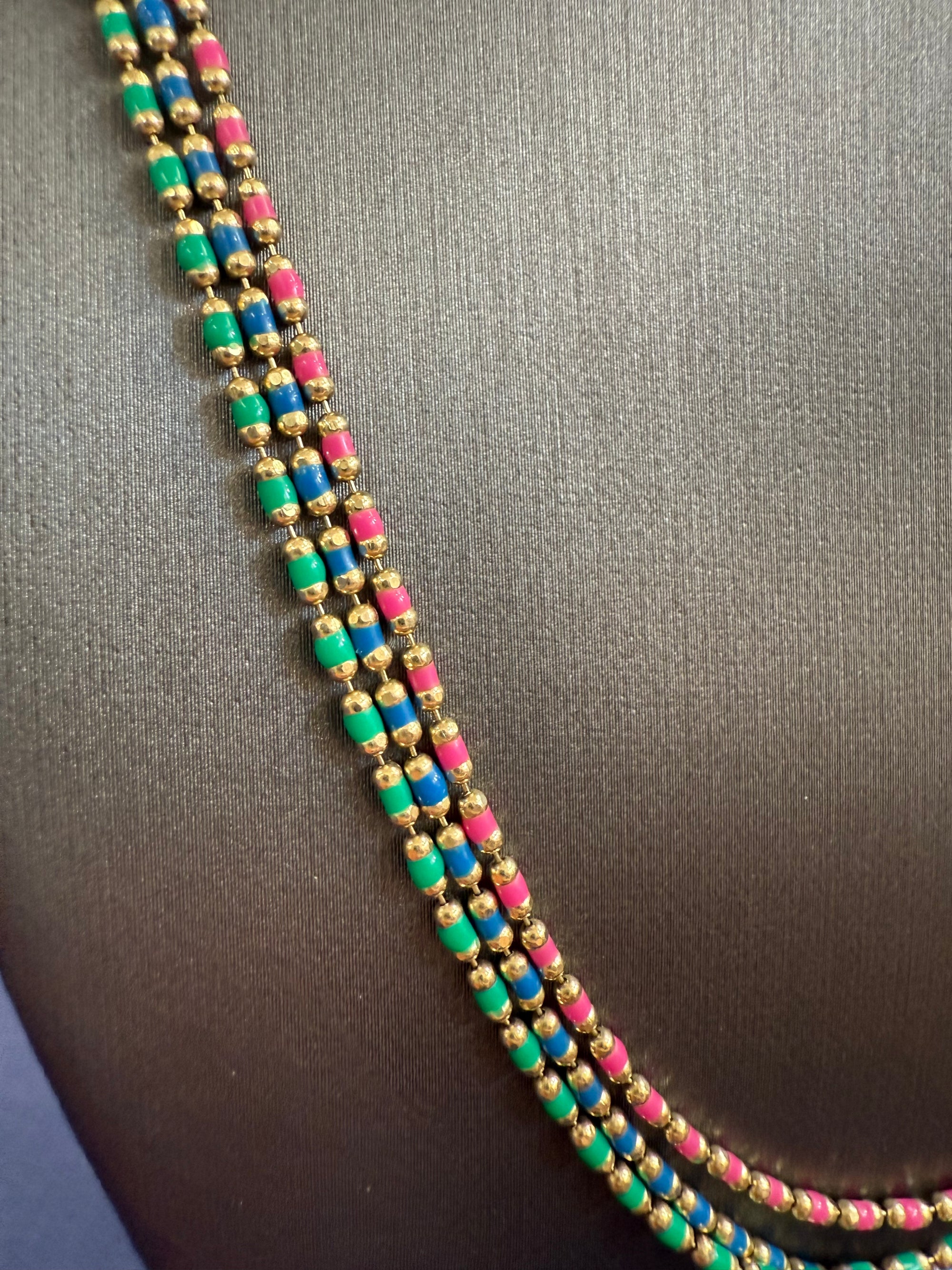 Enamel Thread Necklace 14K Gold