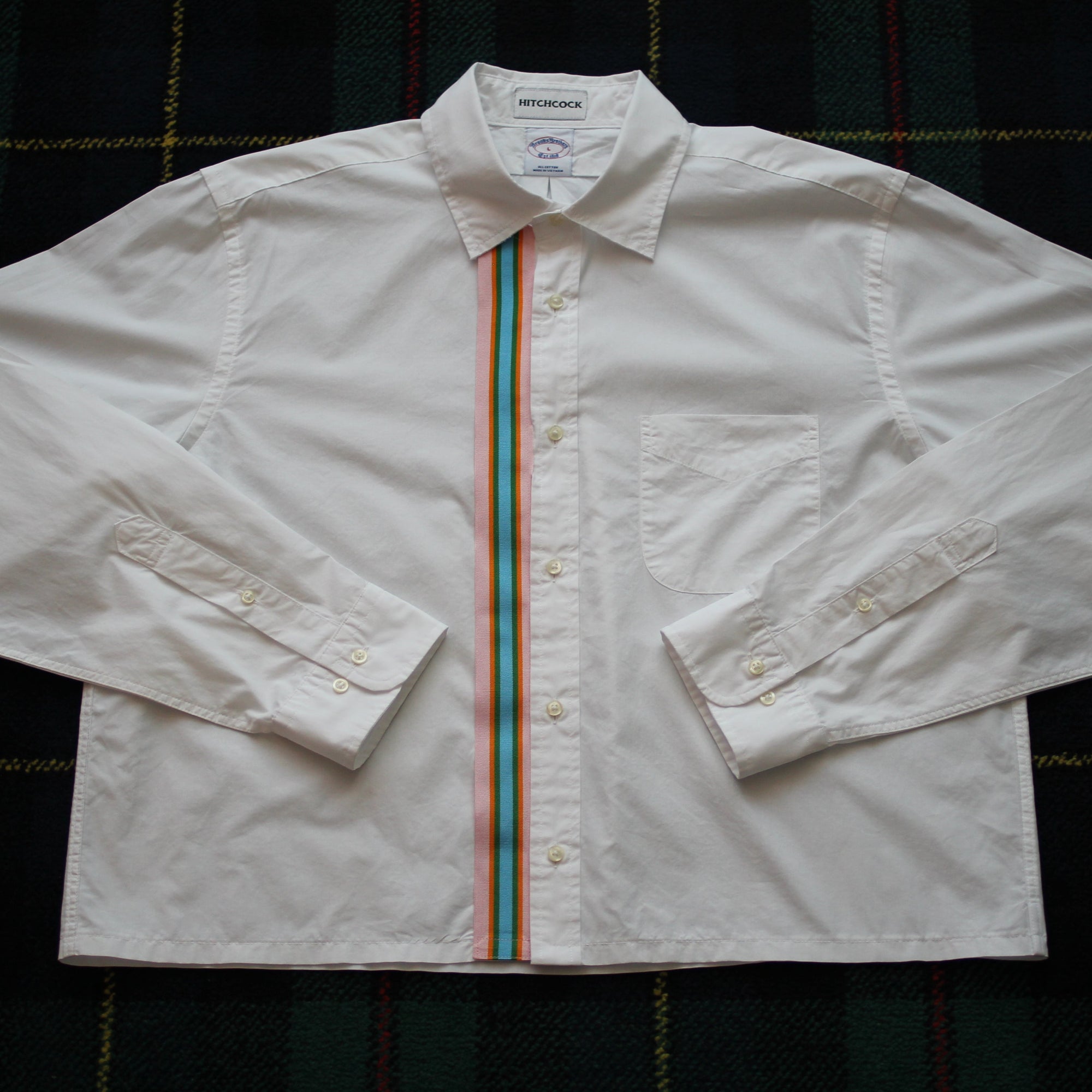 Large White Shirt with Pastel Ribbon Accent