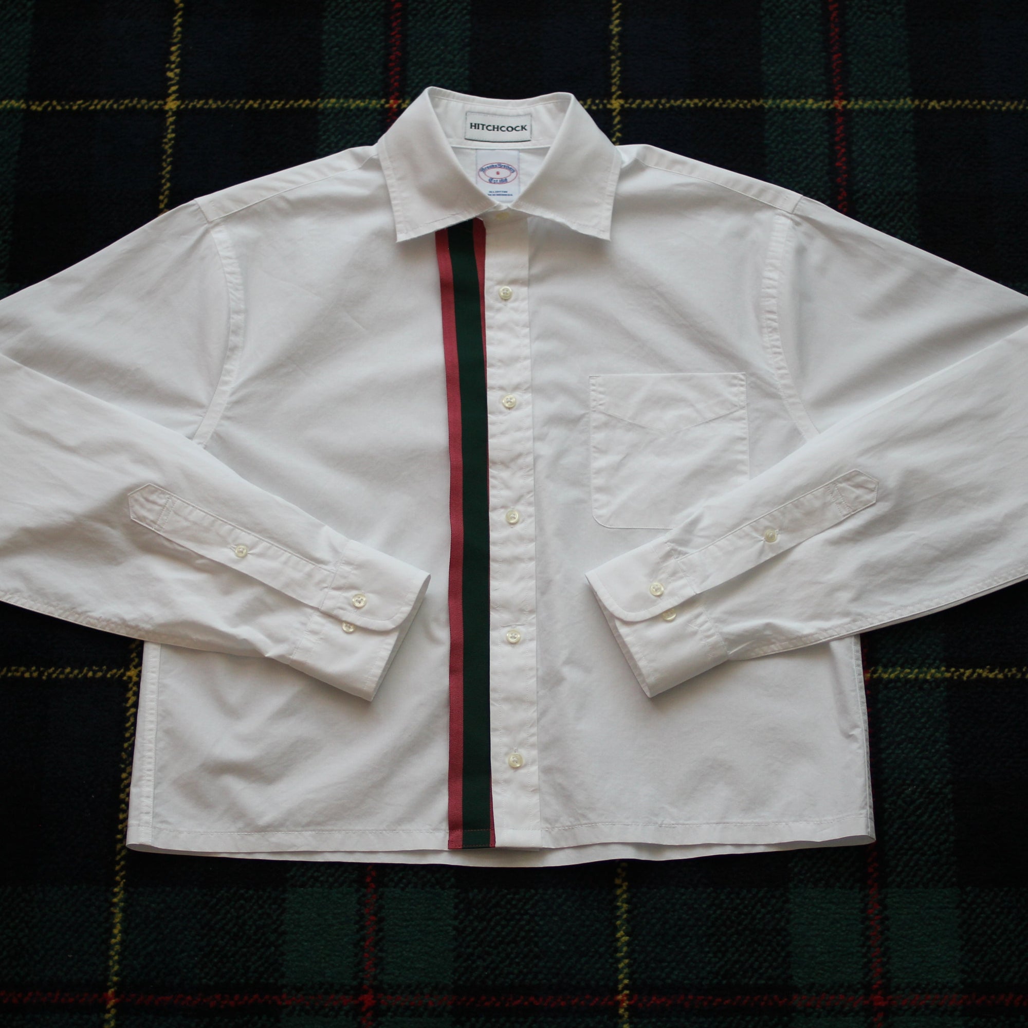 Small White Shirt with Pink and Green Ribbon Accent