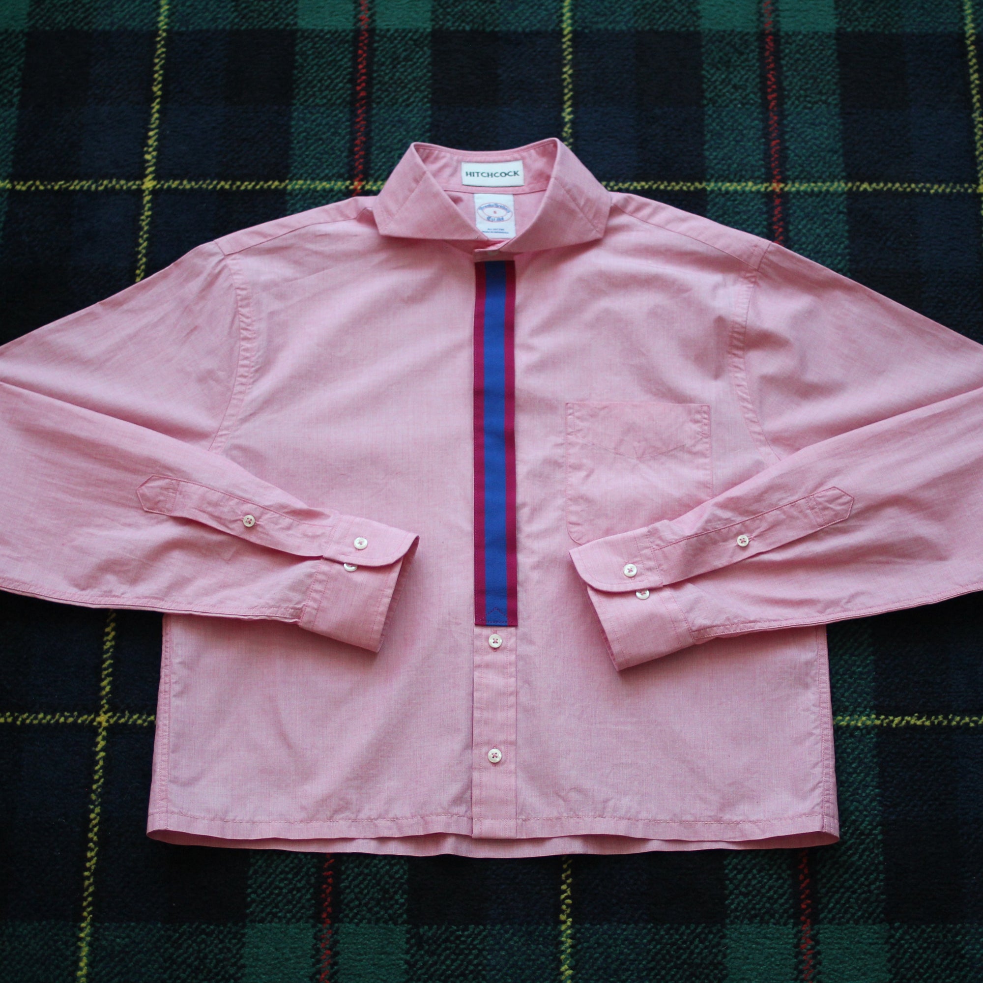 Small Cropped Heather Pink Ribbon Placket Shirt