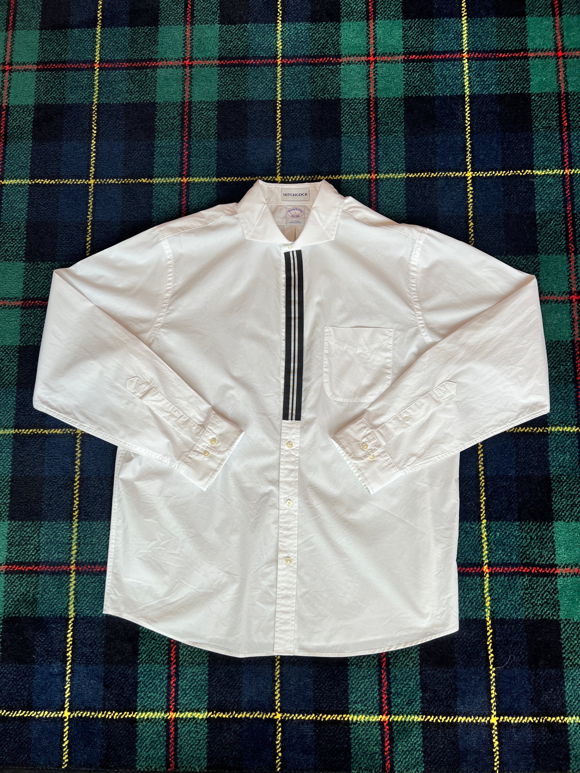 Large Black & White Ribbon Placket Button Down Shirt