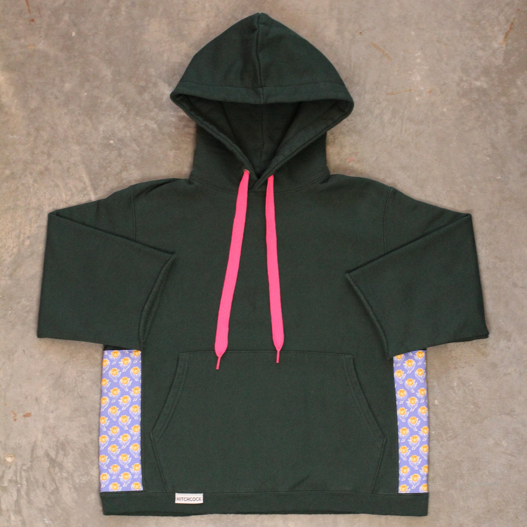 Small Forest Green Hoodie with Lavender Floral