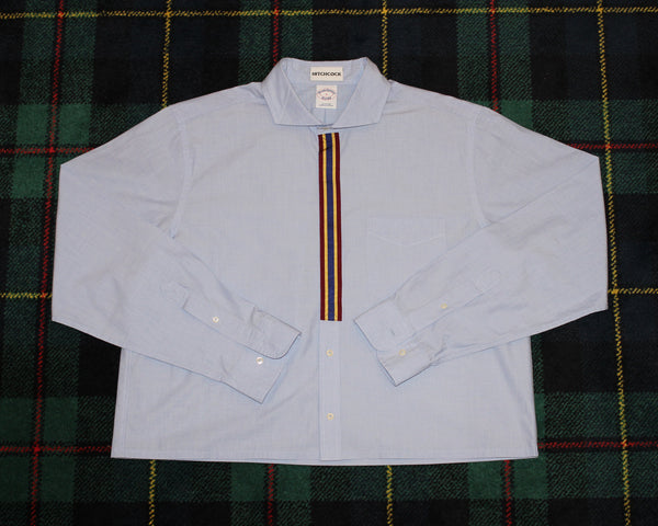 Cropped Heather Blue Ribbon Placket Shirt