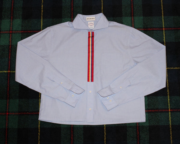 Cropped Heather Blue Ribbon Placket Shirt