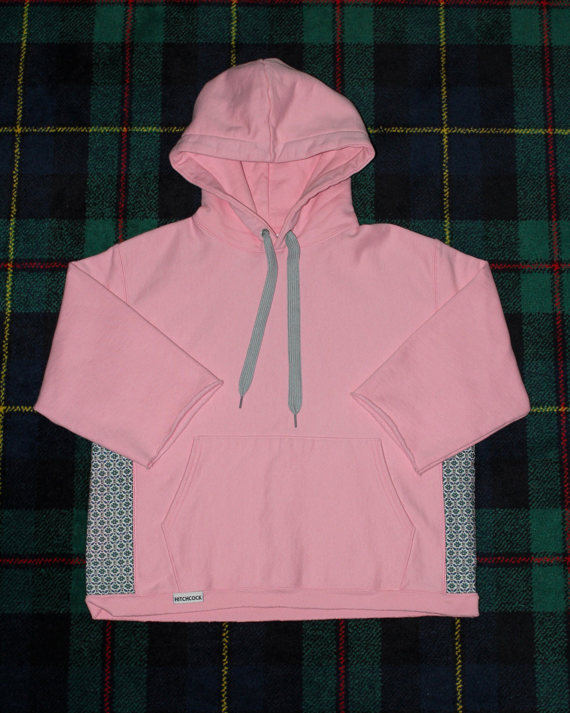 Medium Pink Hoodie with Blue and White Floral
