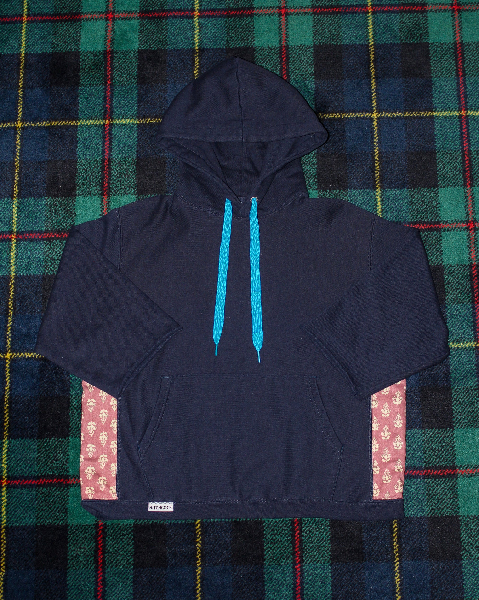 Medium Navy Hoodie with Neutral Floral