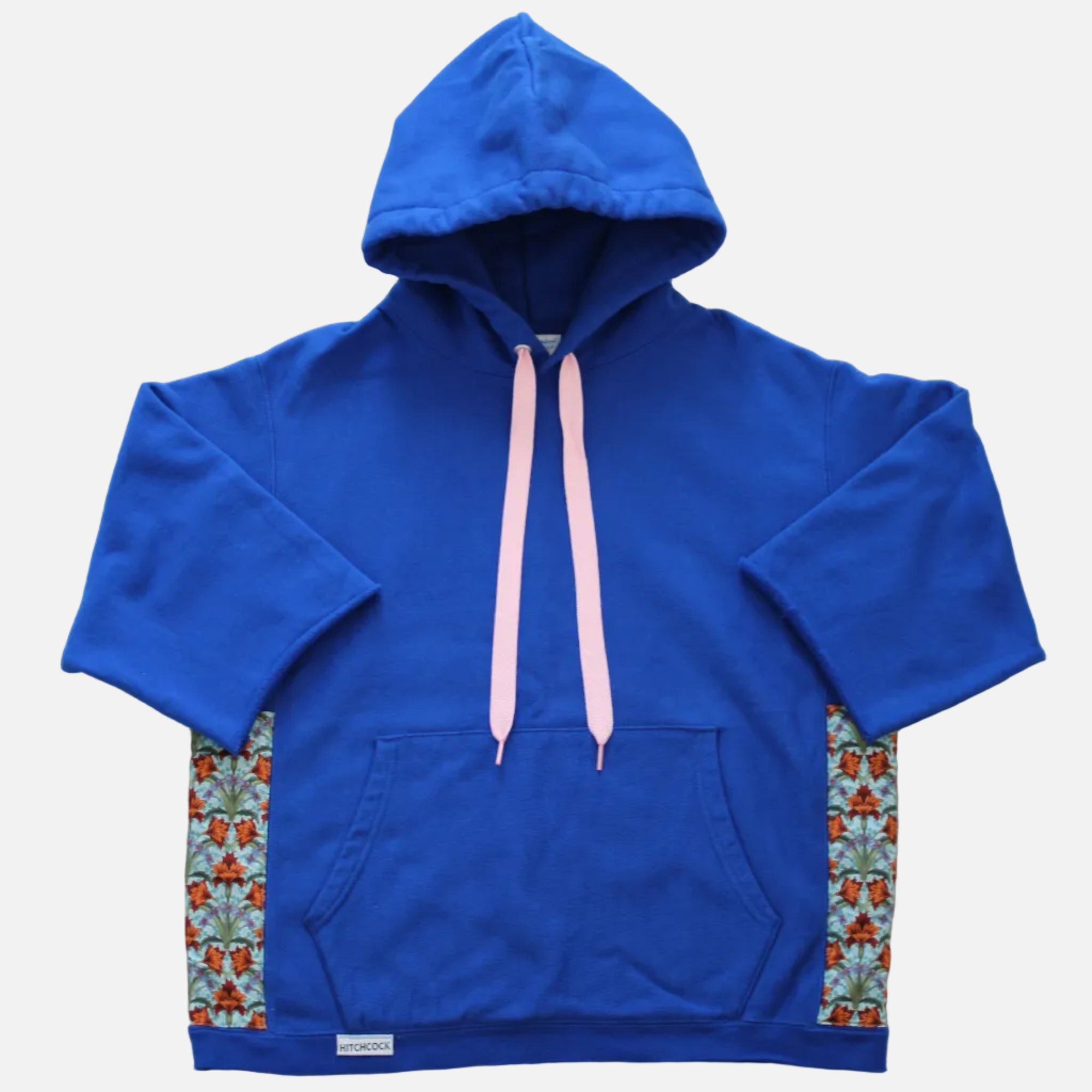 Medium Blue Hoodie with Teal and Orange Floral