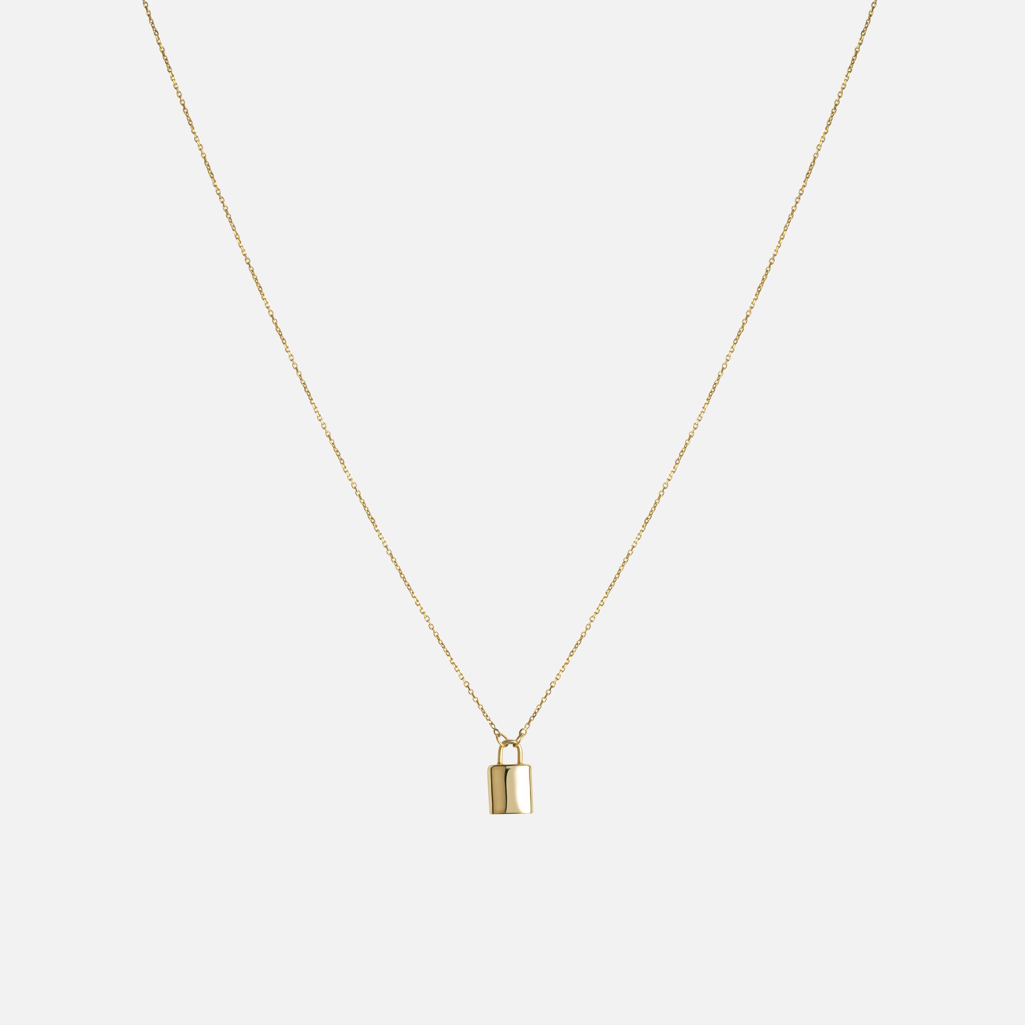 Solid Gold Lock Necklace