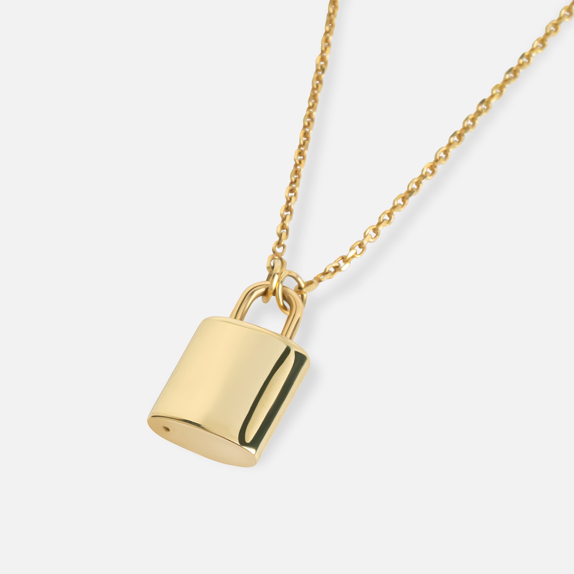 Solid Gold Lock Necklace