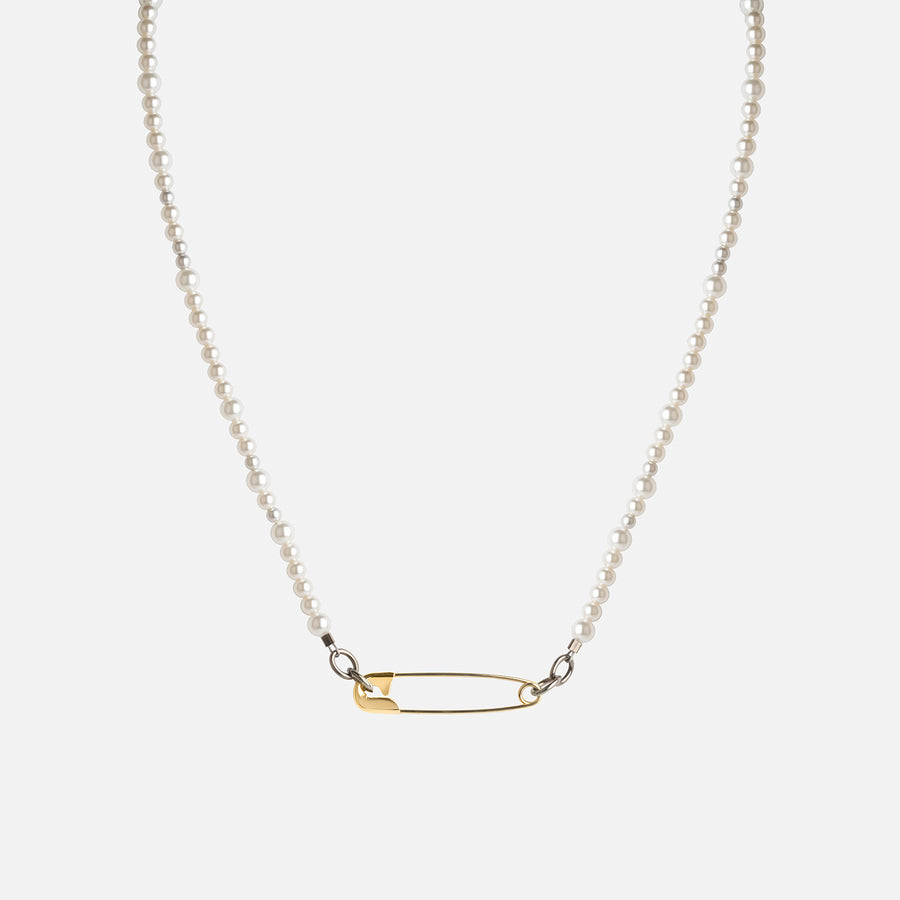 Petite Pearl & Safety Pin Necklace