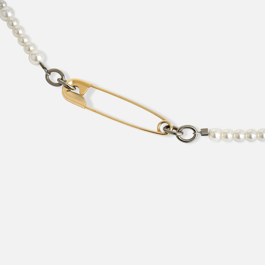 Petite Pearl & Safety Pin Necklace