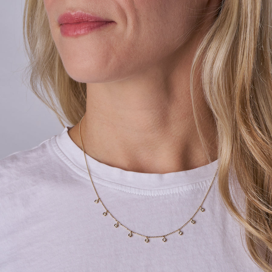 Delicate Diamond & Bead Chain Necklace