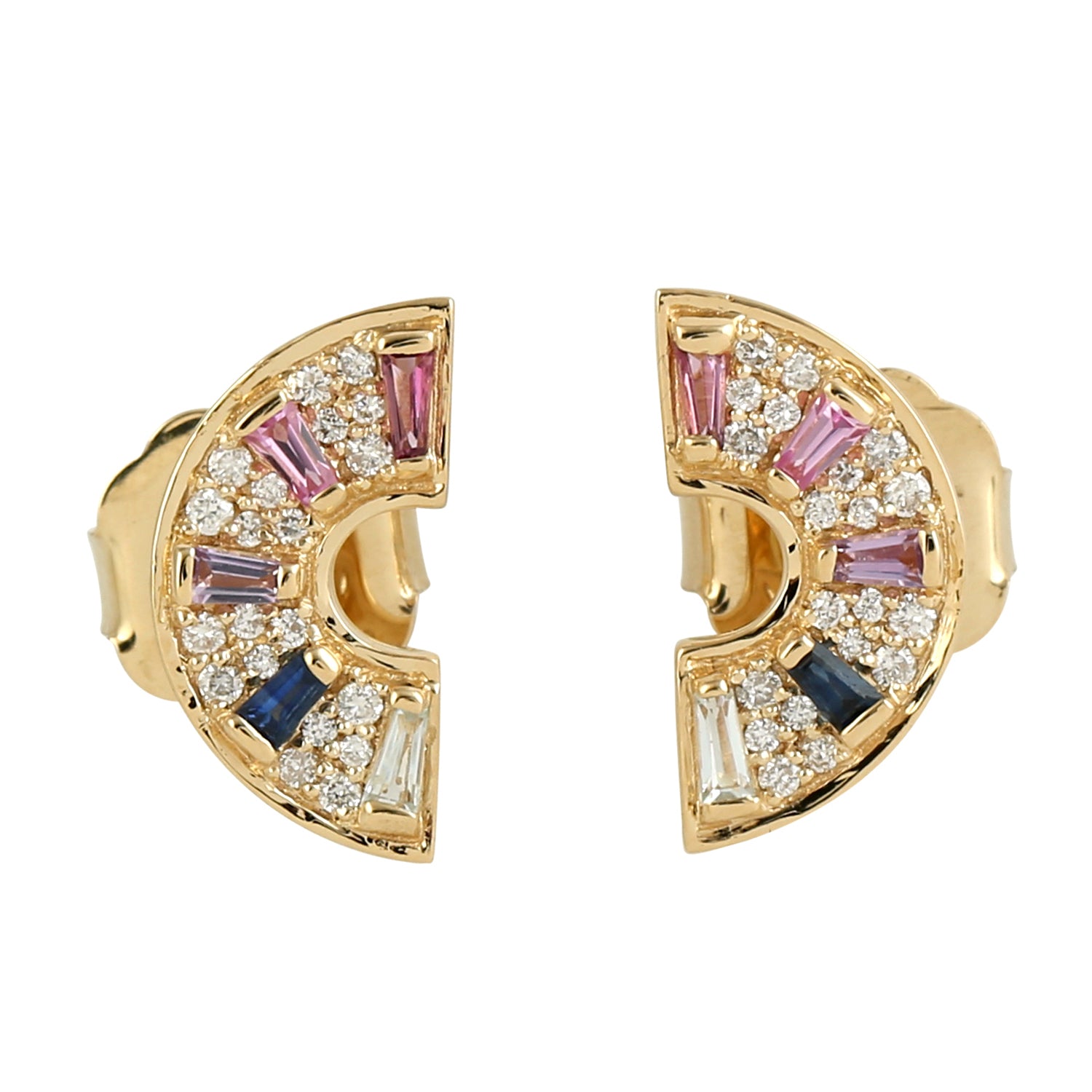 Rainbow Diamond Sapphire Studs