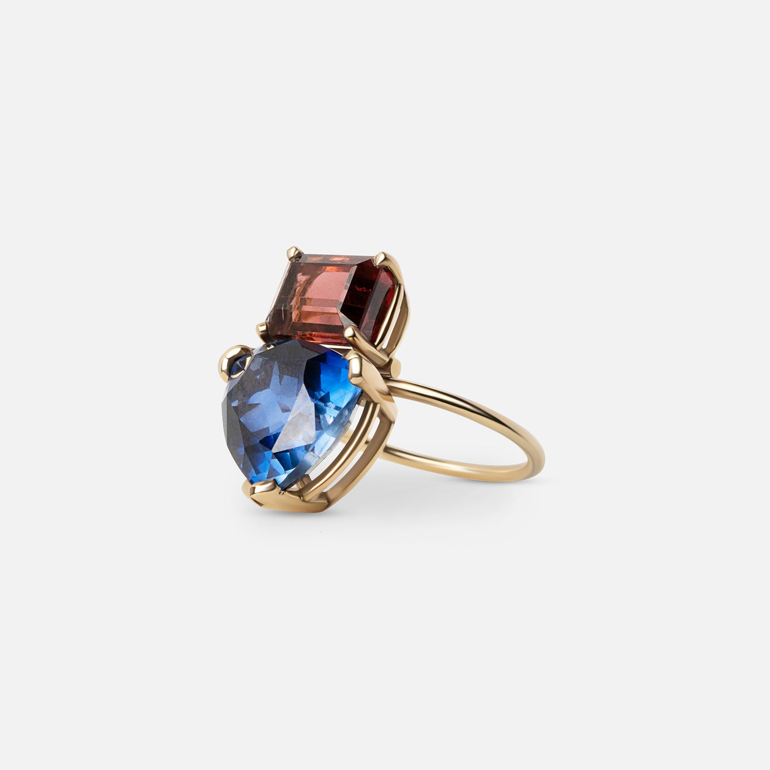 Blue & Amber Quartz Candy Cocktail Ring