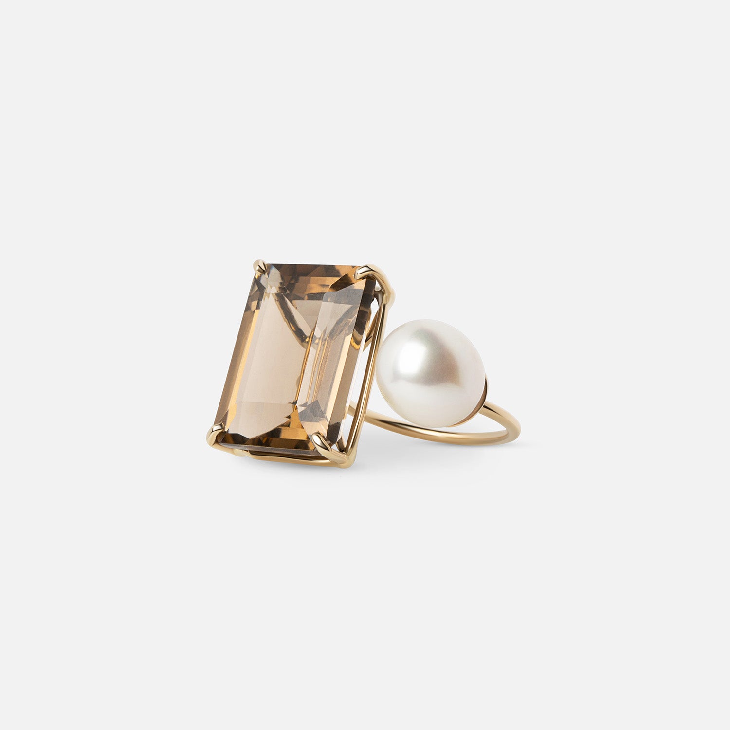 Smokey Quartz Pearl Cocktail Ring