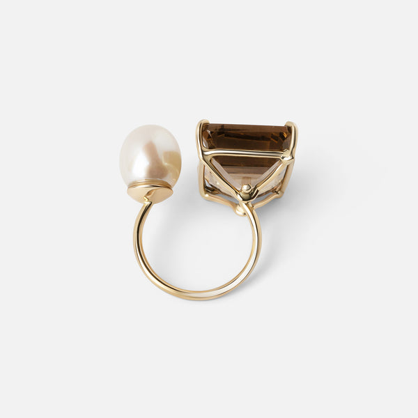 Smokey Quartz Pearl Cocktail Ring