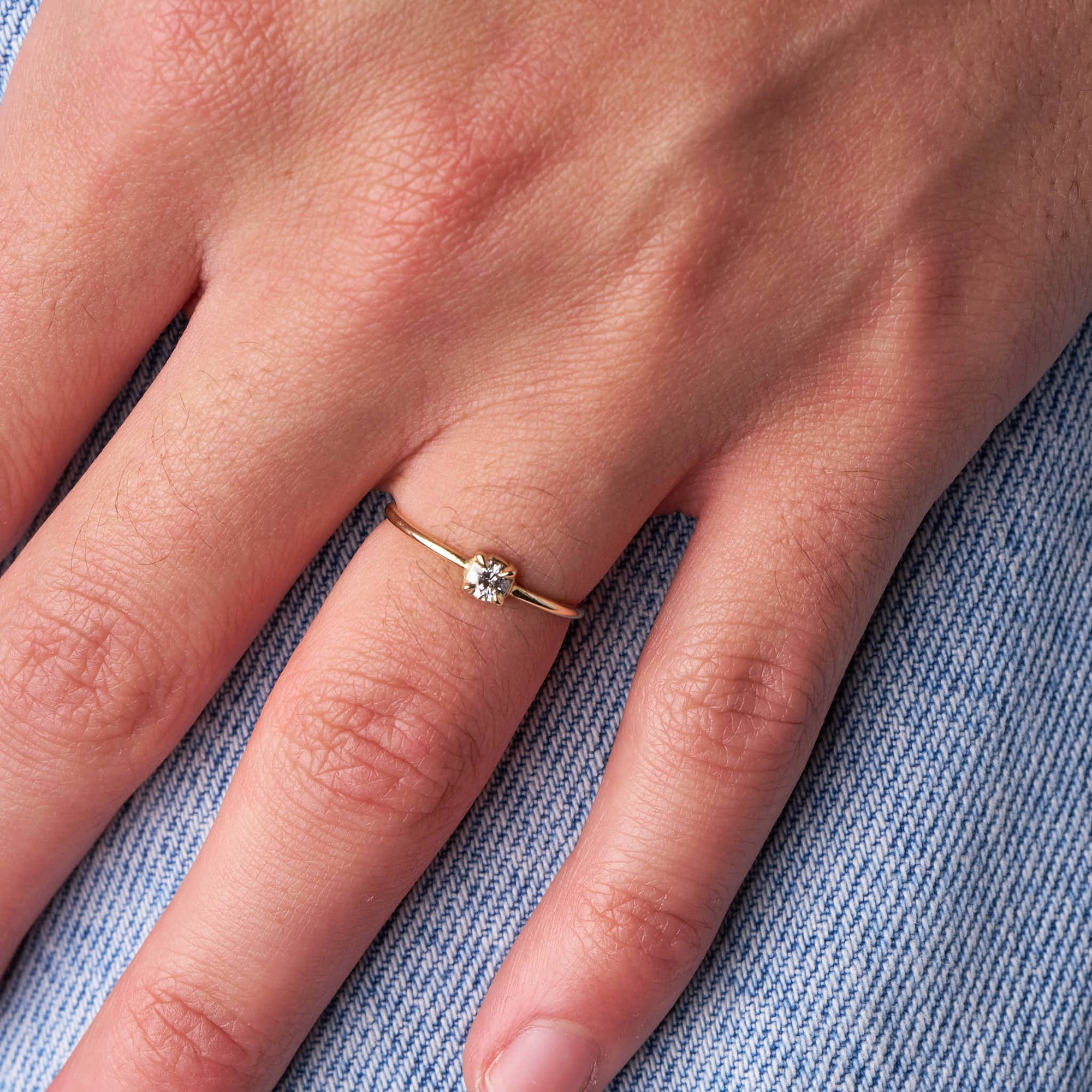 Delicate Salt & Pepper Diamond Ring