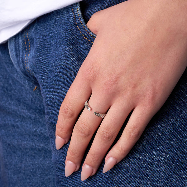 The Baguette Diamond Crescent Ring