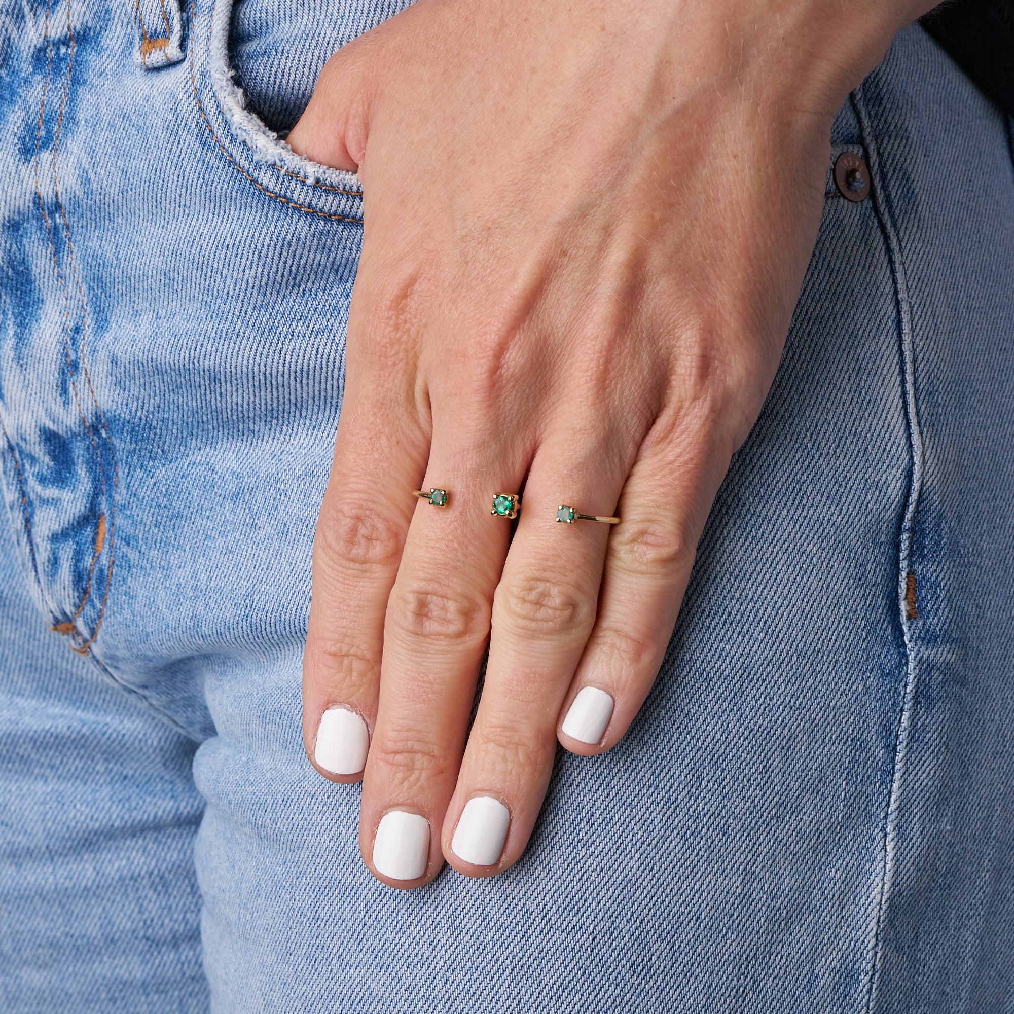 Floating Emeralds Ring