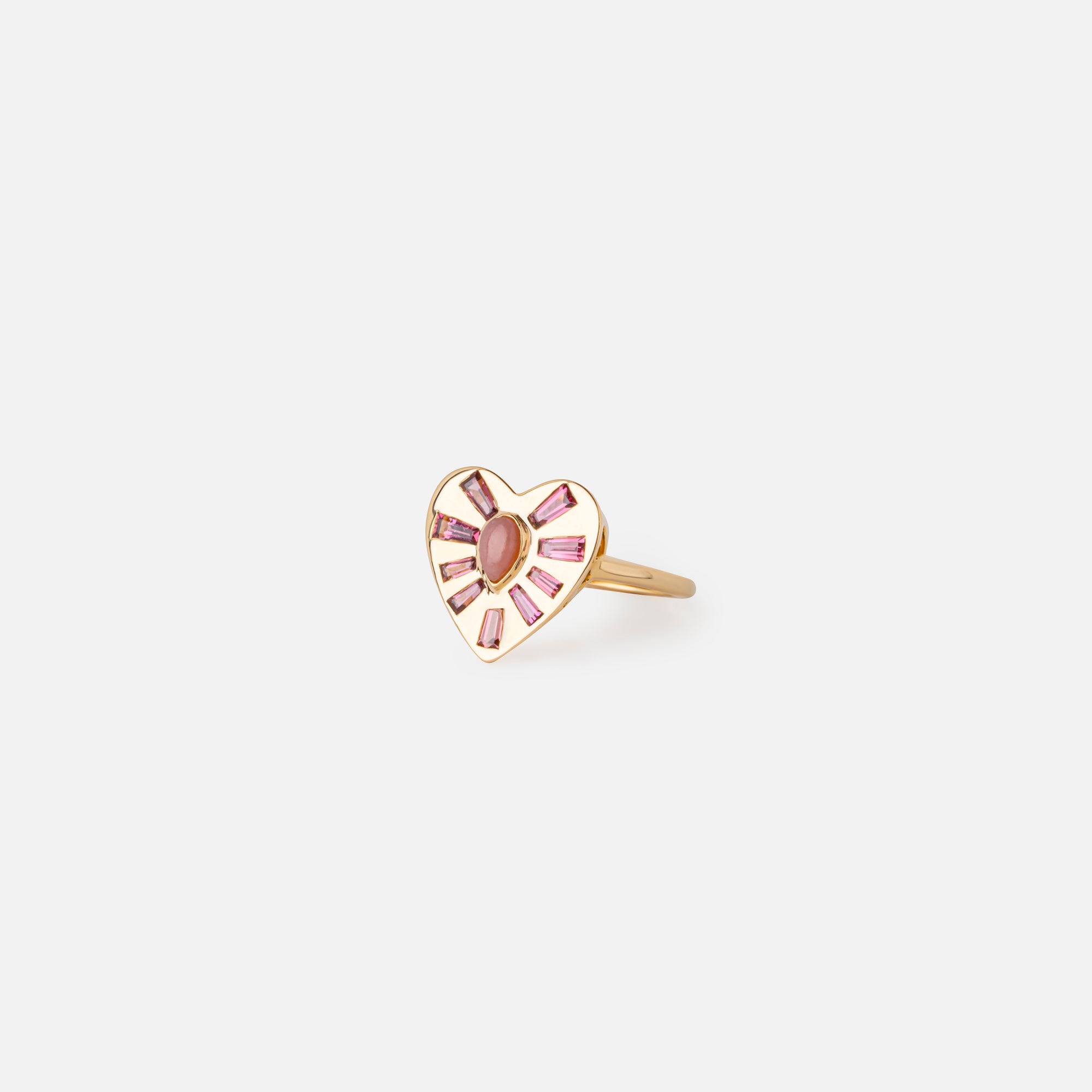 Pretty Pink Gemstone Heart Ring