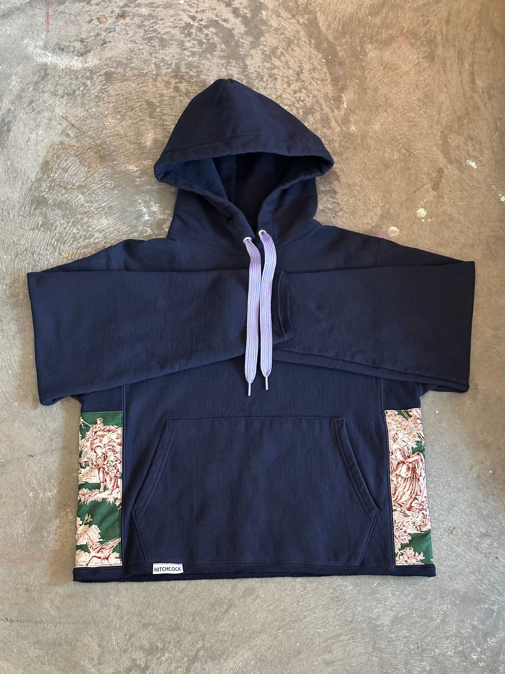 Small Navy Hoodie w/ Maroon Toile Fabric