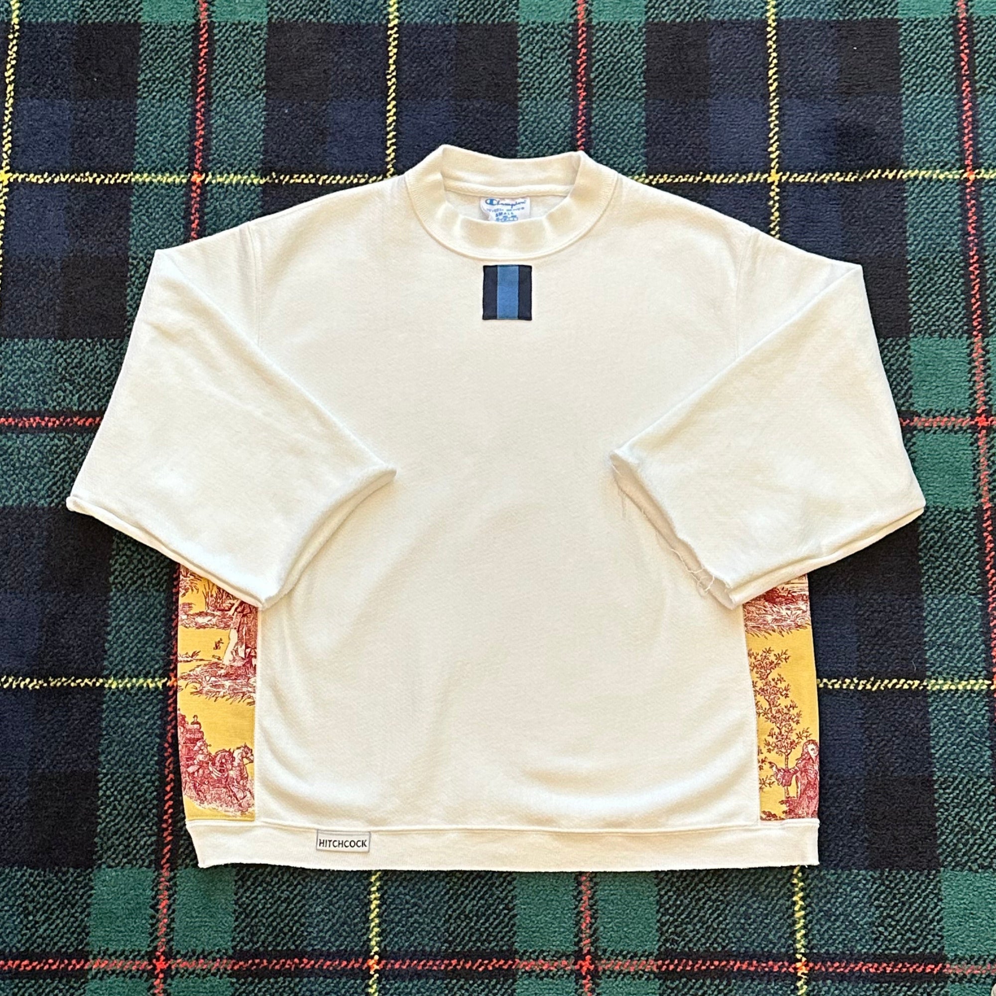 Small White Crewneck w/ Ribbon Tab and Toile