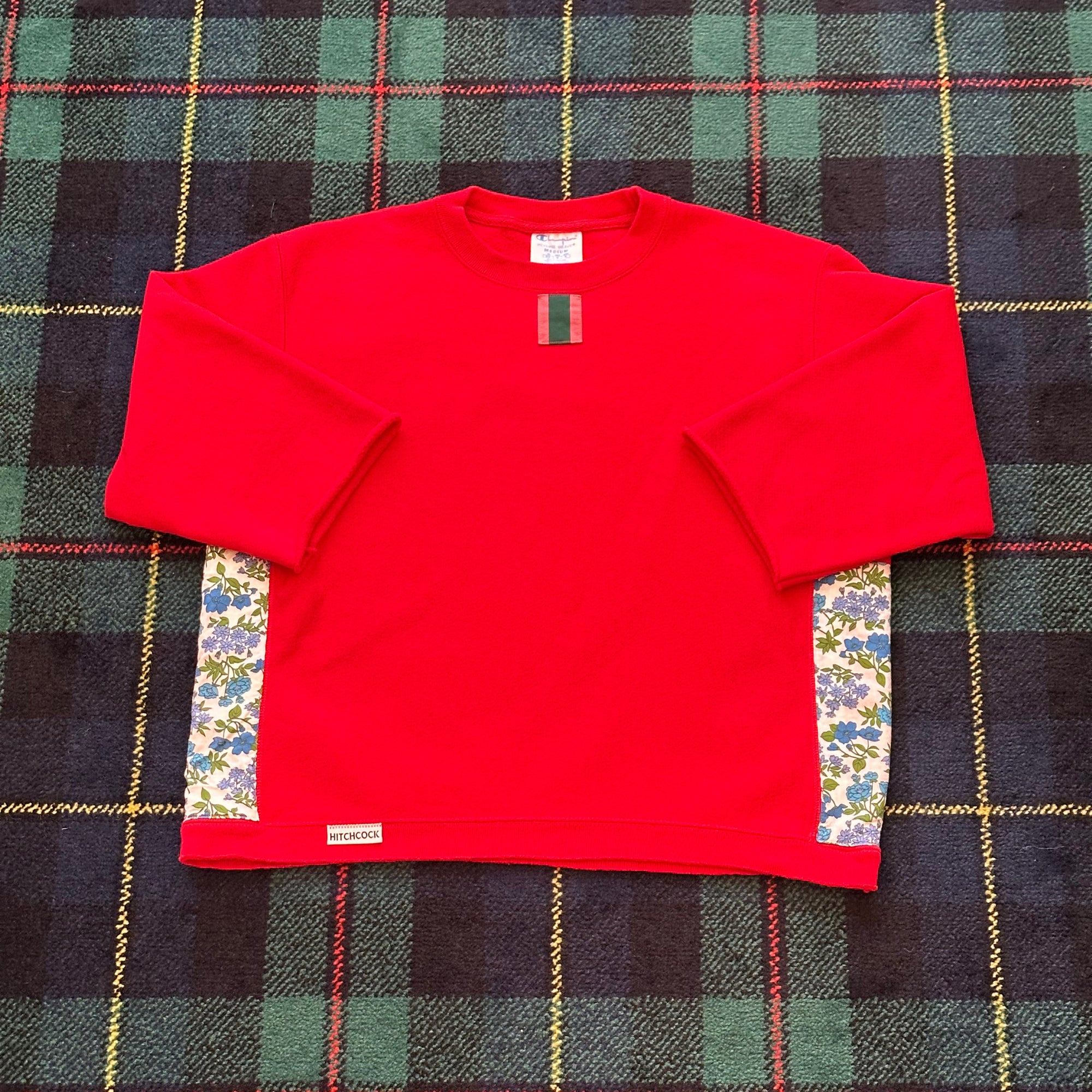 Medium Red Crewneck w/ Ribbon Tab and Floral
