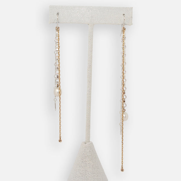 Asymmetrical Pearl Chain Earrings
