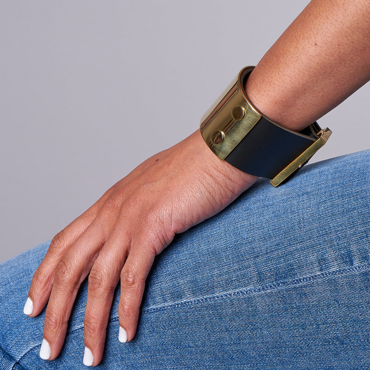 Large Cuff Bronze & Leather Wide Cuff