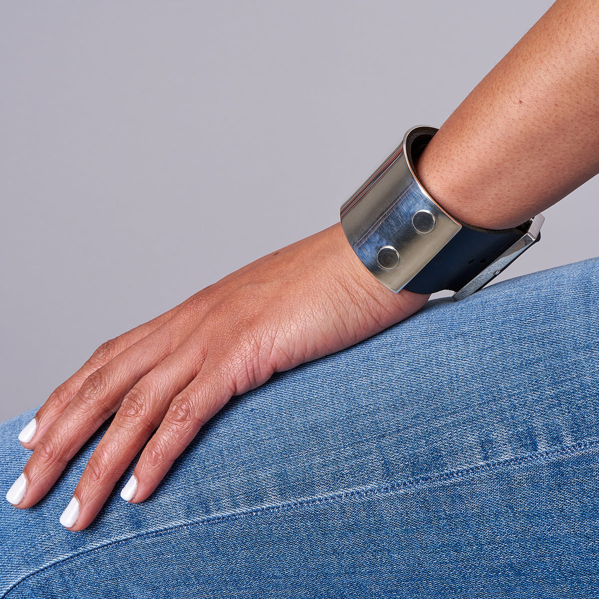 Large Cuff Silver & Leather Wide Cuff