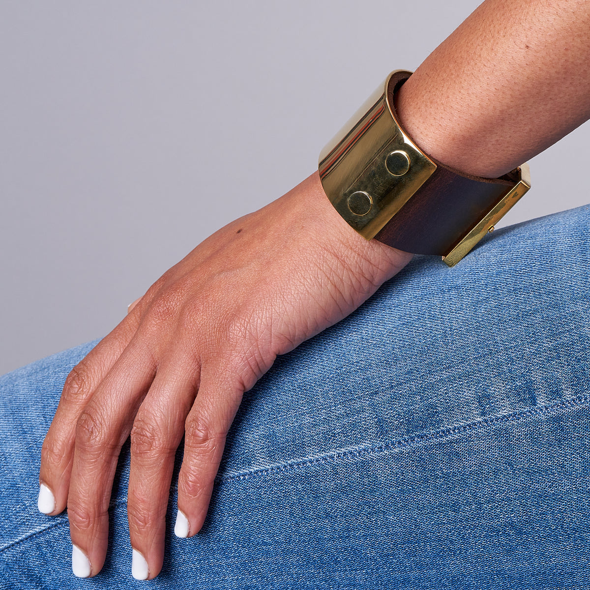 Large Cuff Bronze & Leather Wide Cuff