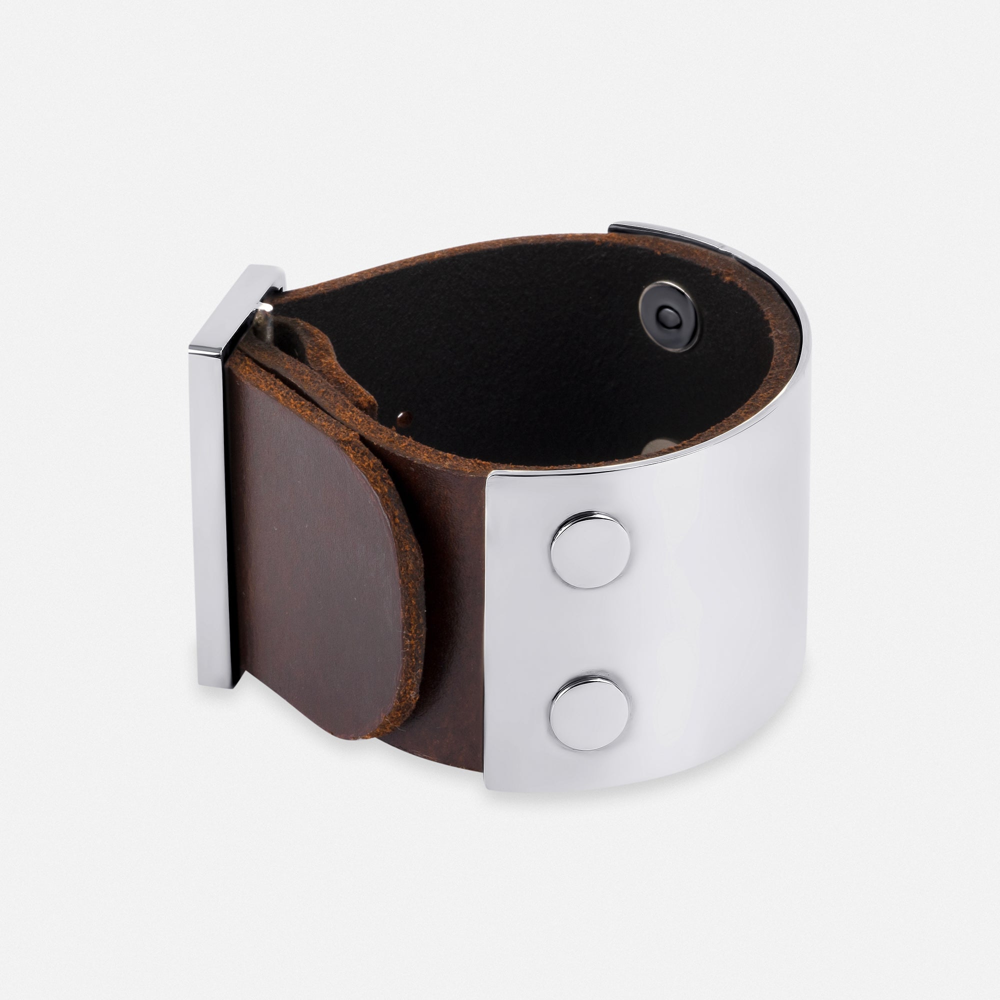 Silver & Leather Wide Cuff