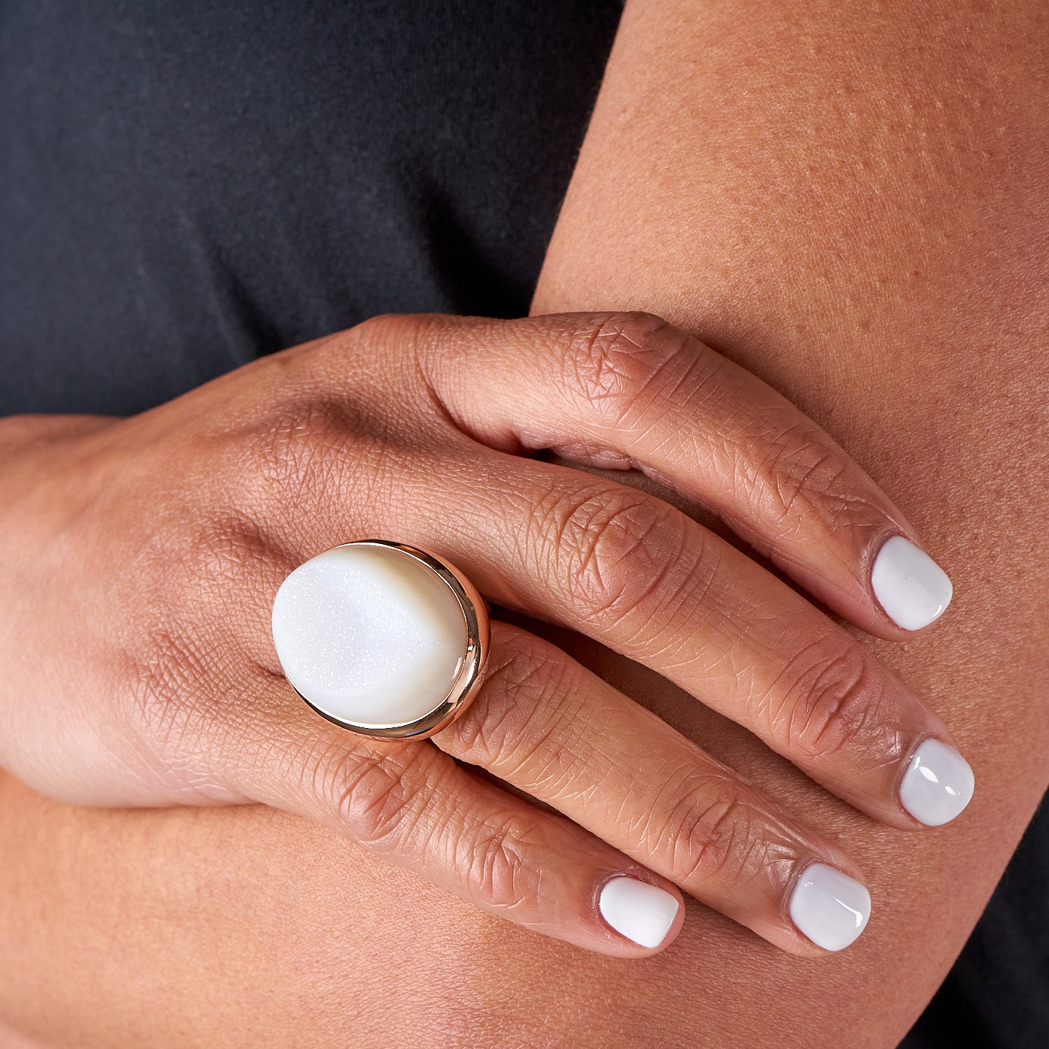 White Druzy Quartz Ring