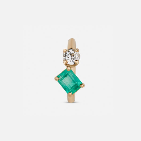 Emerald and Diamond Duo Ring