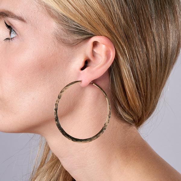 Glowing XL Hammered Hoop Earrings