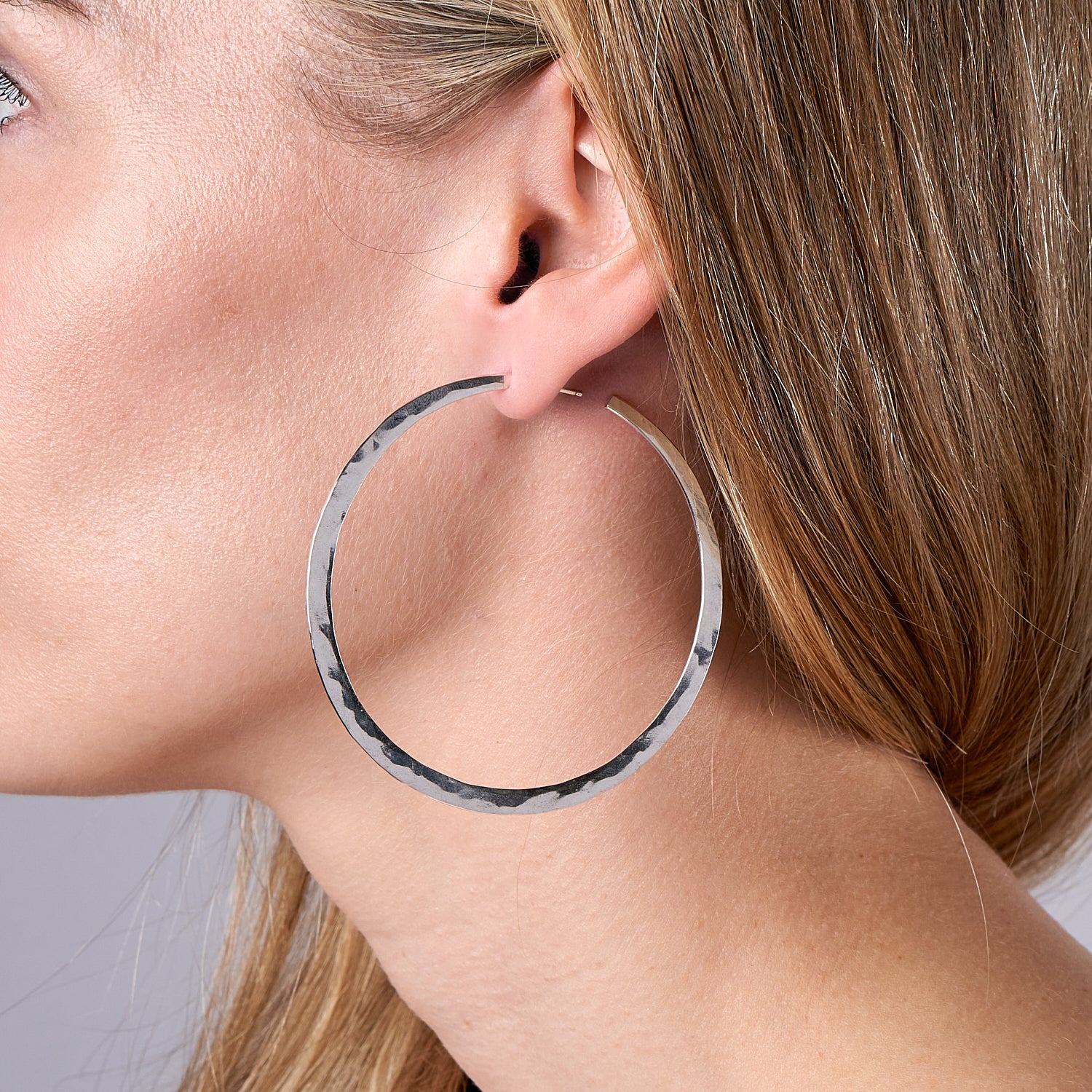 Glowing XL Hammered Hoop Earrings