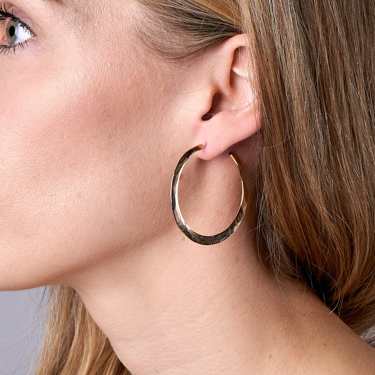 Glowing Hammered Hoop Earrings