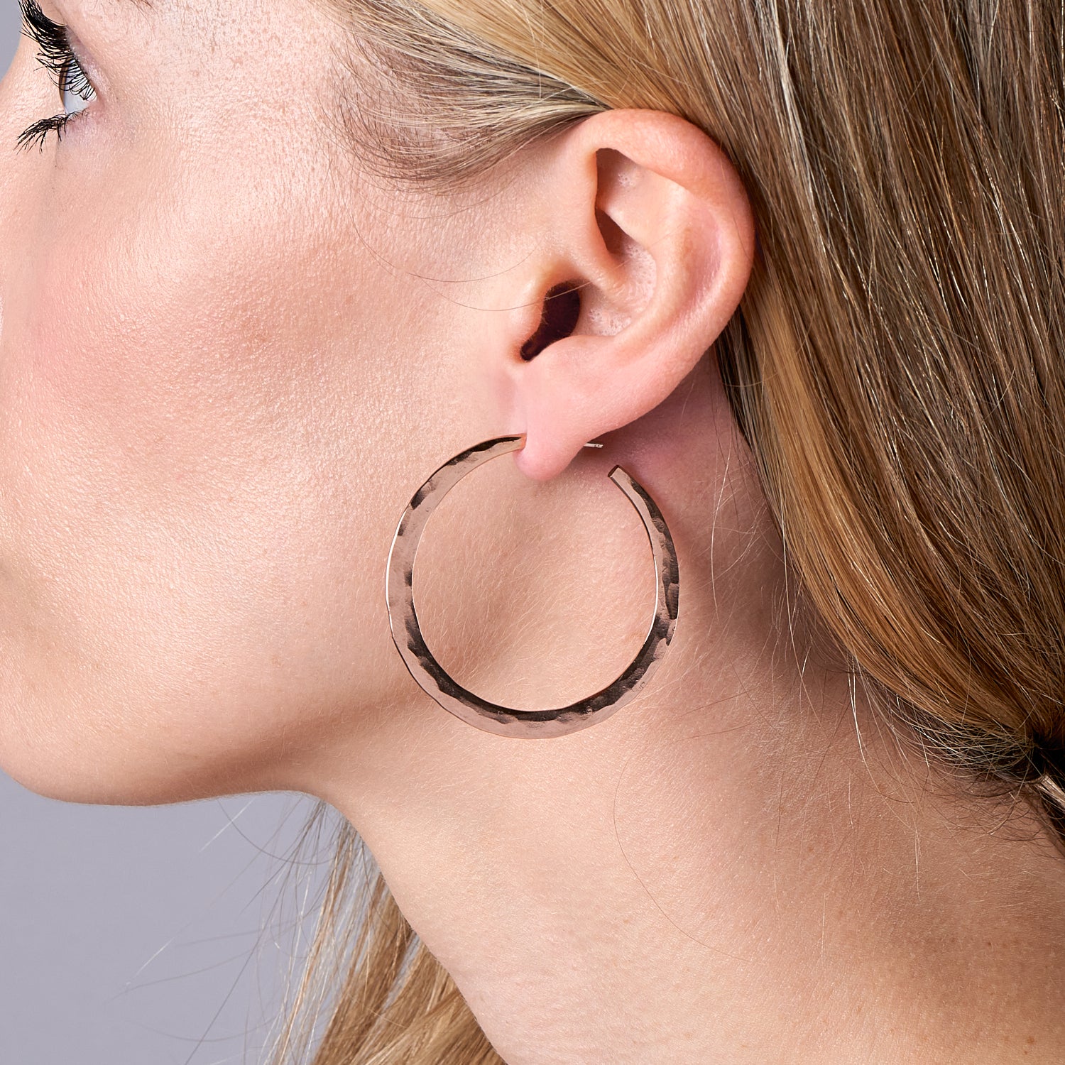 Glowing Hammered Hoop Earrings