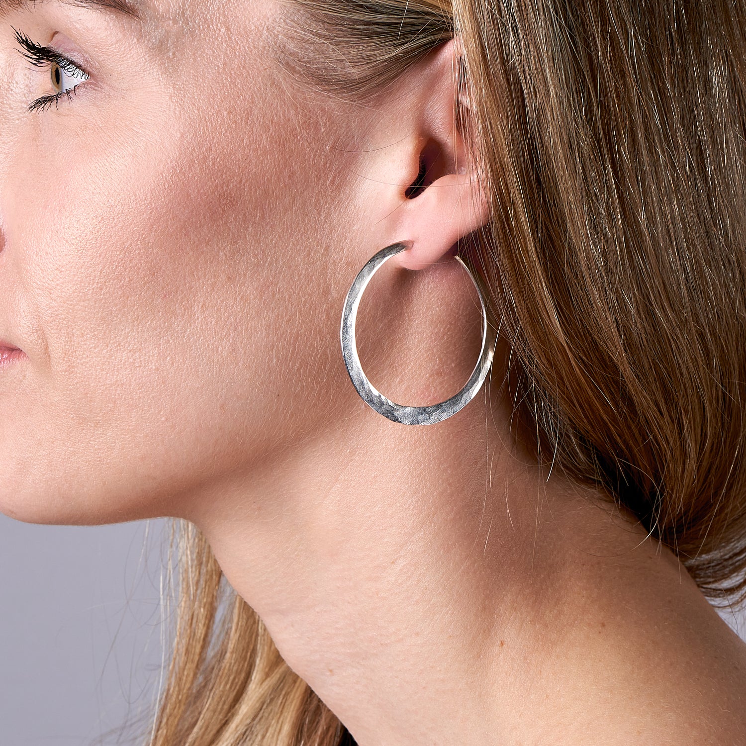 Glowing Hammered Hoop Earrings