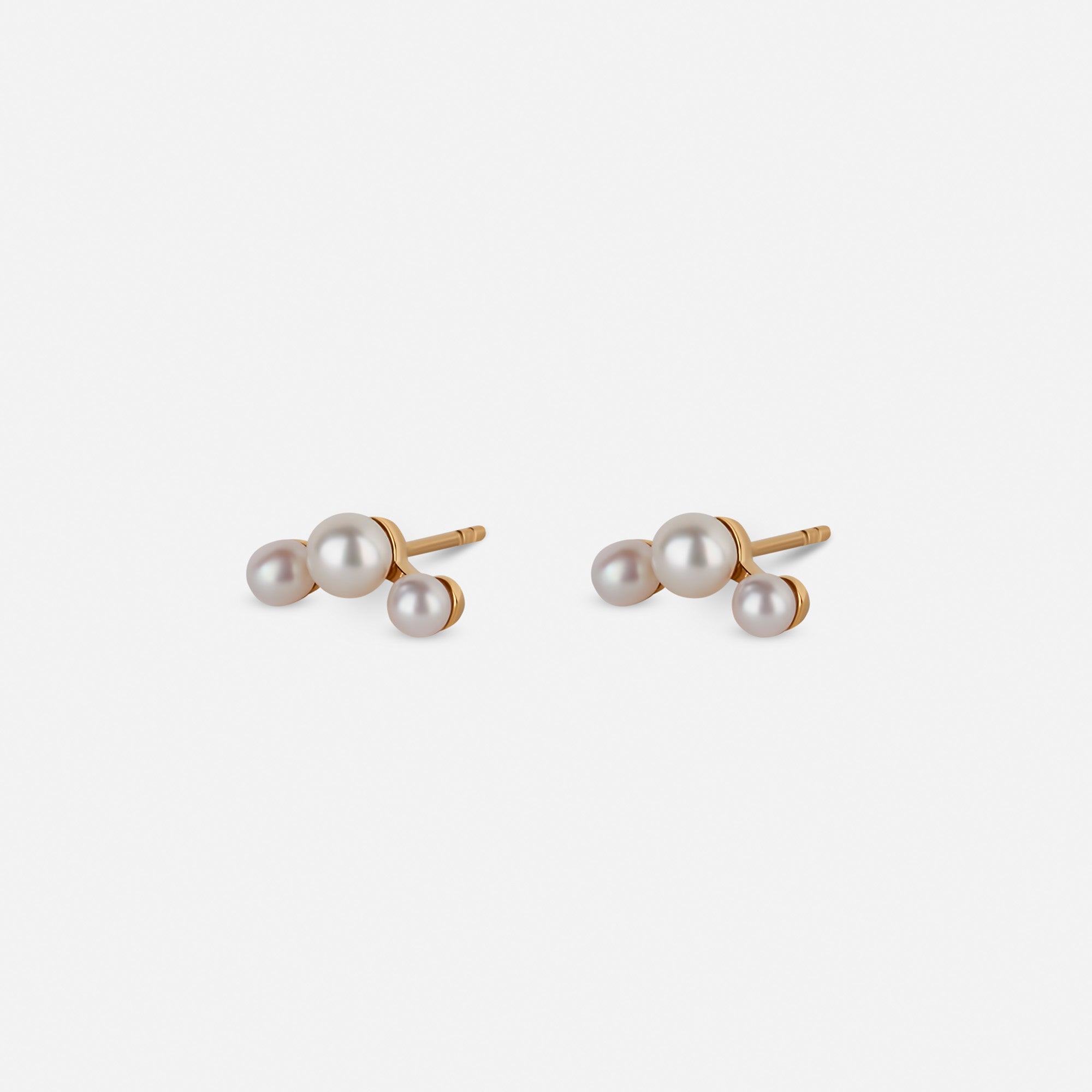 Tri Pearl Stud Earrings